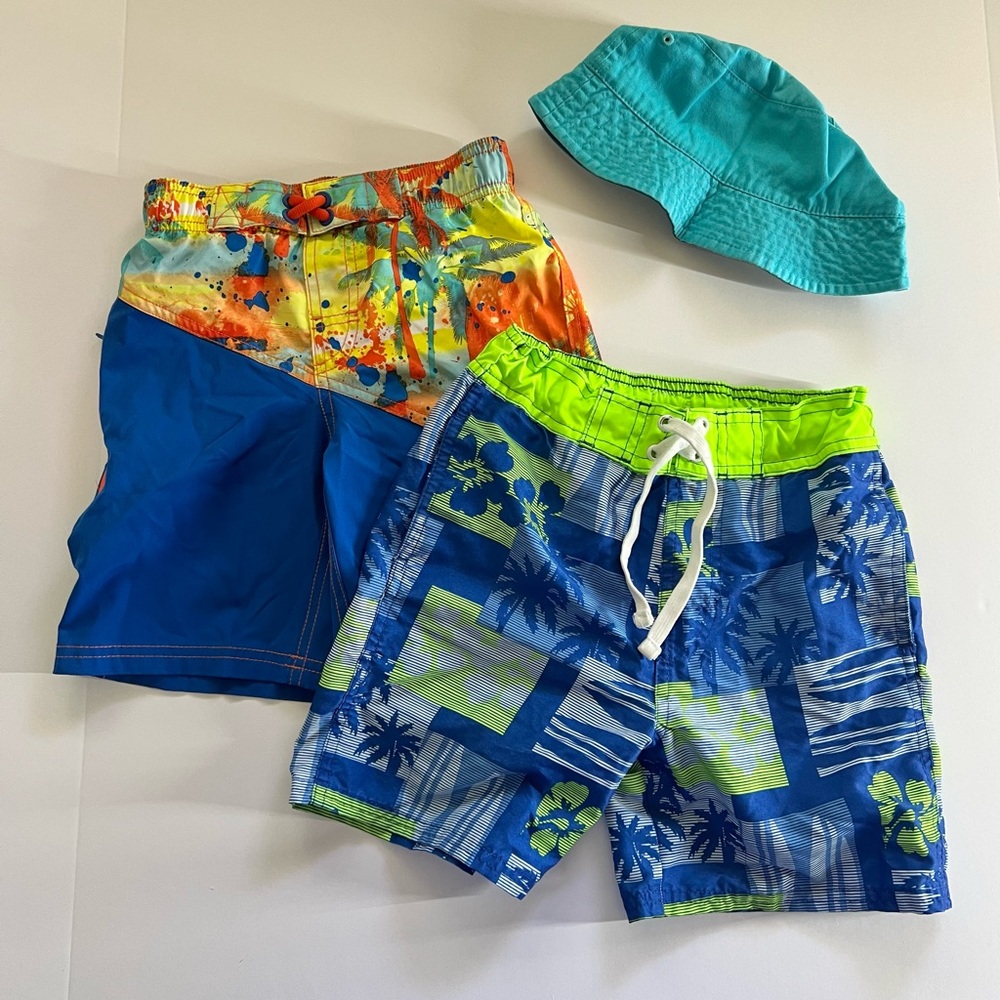 3/$12 Summer Bundle Boys size 5 swim shorts & bucket hat